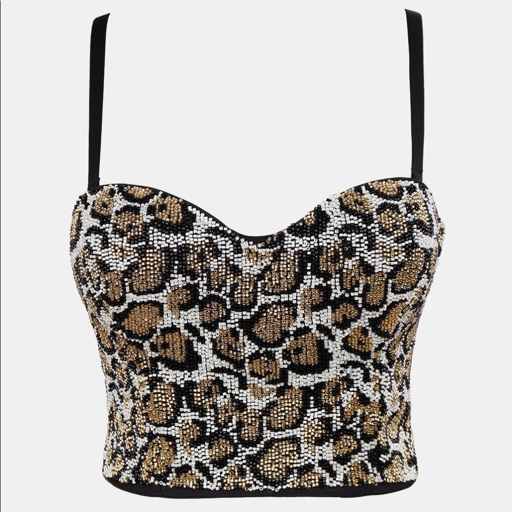 Leopard Beaded Bustier *Offers Welcome*